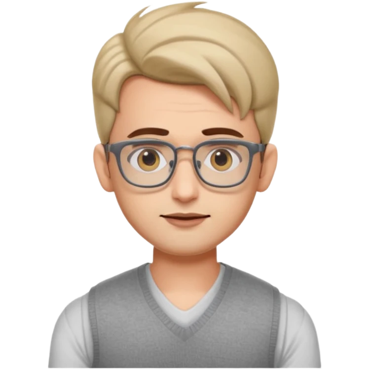 generate a pretty bratz emoji 
Make her look like hrithik roshan wearing white tee with a grey v neck sleeveless weater vest over it. wearing rectangle spectacles

he should look exactly  like hrithik roshan. looking autistic emoji