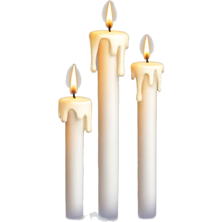 3 Tall white dripping candles emoji