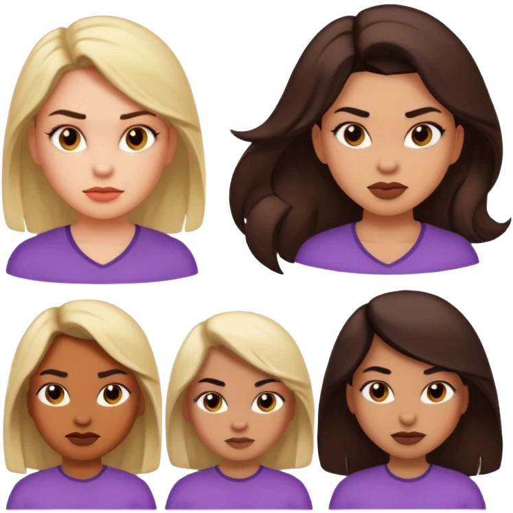 macho girl, different ones, different faces emoji