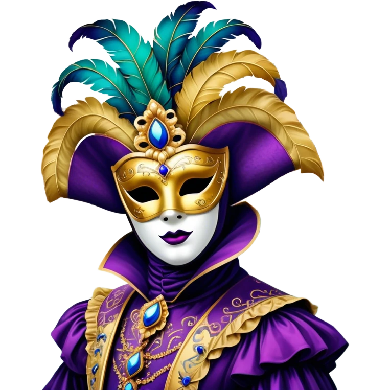 Venice Carnival performer – Cinematic Realistic Venice Carnival Performer, depicted in an opulent, elaborately masked costume with rich textures, vibrant colors, and dramatic, soft lighting, set against the historic backdrop of Venetian canals, capturing the mystery and extravagance of the carnival. emoji