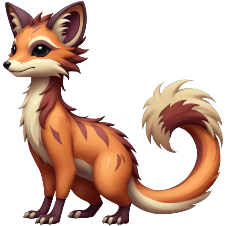 Cool beautiful pretty esoteric aesthetic randomly-colored realistic furry anthropomorphic fantasy-Vernid-creature by LiLaiRa with a long tufted tail with edgy markings (full body) emoji