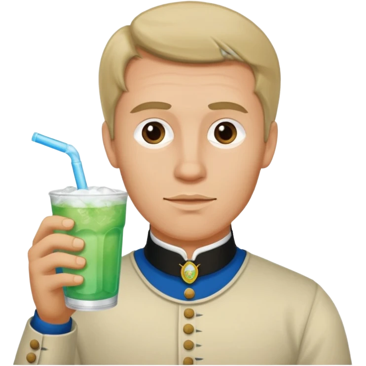 A man from the 1800’s drinking an icee  emoji