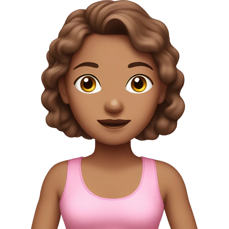 brown haired girl in pink yoga dress  emoji