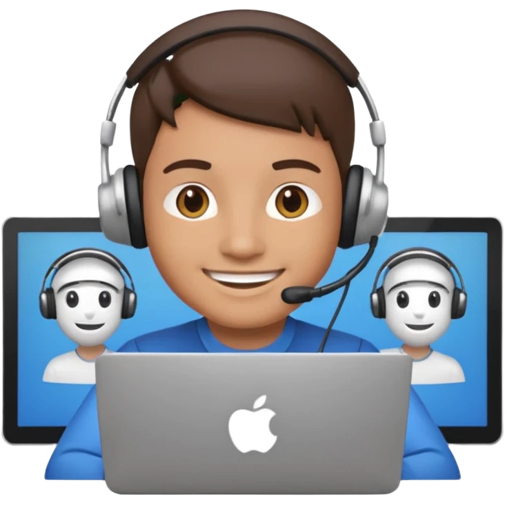 video meeting via laptop smiling person  emoji