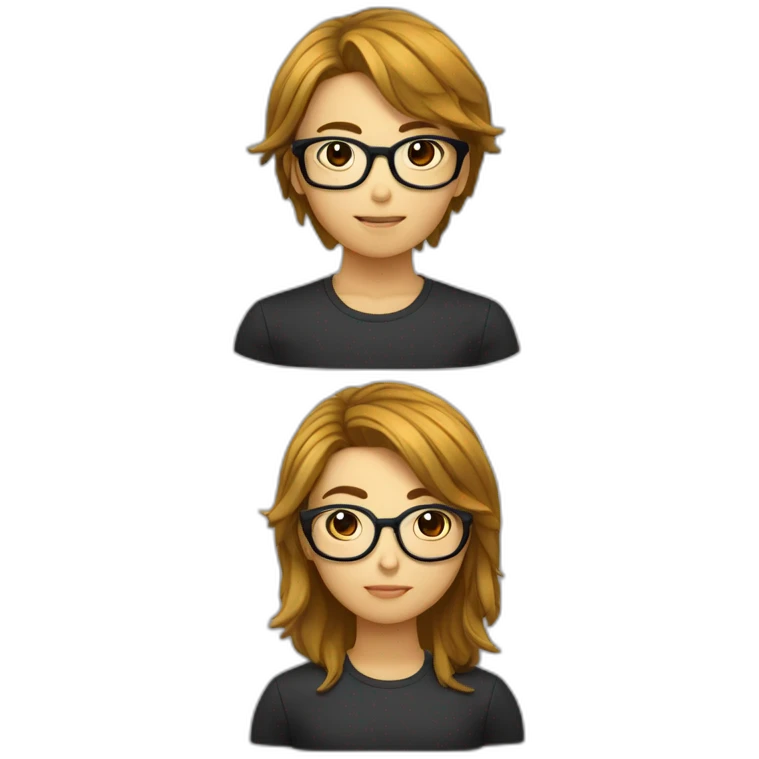 Jeune coréen au cheveux noir mi long avec lunettes emoji