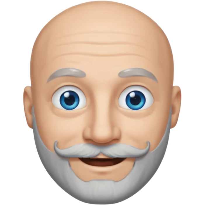 Bald man with blue eyes grey beard and moustache emoji