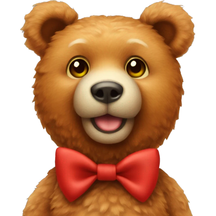  ginger teddy bear red bow on neck  emoji