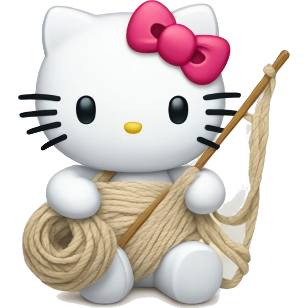 Hello Kitty holding a yarn emoji