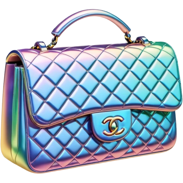 Isolated 3d rendering, futuristic ultra sparkly Chanel bag emoji