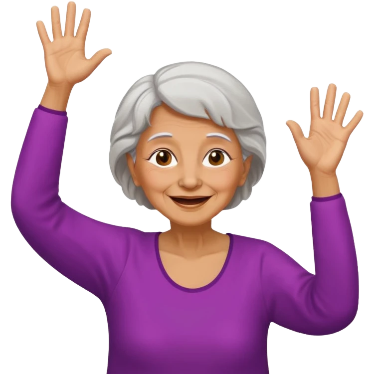 Old lady hands up raise the roof dancing  like she doesn’t care  emoji