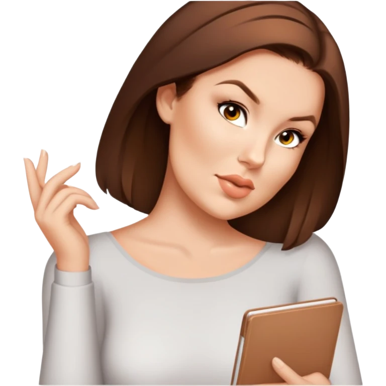 female, brown hair over the shoulder emoji