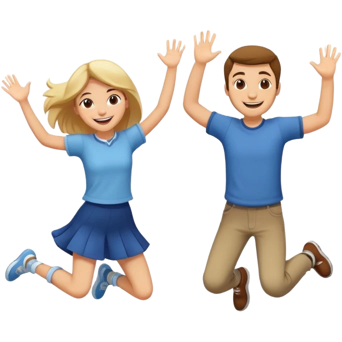 girl and guy jumping together  emoji