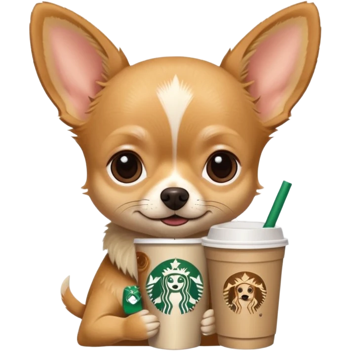 Chihuahua with a Starbucks cup emoji
