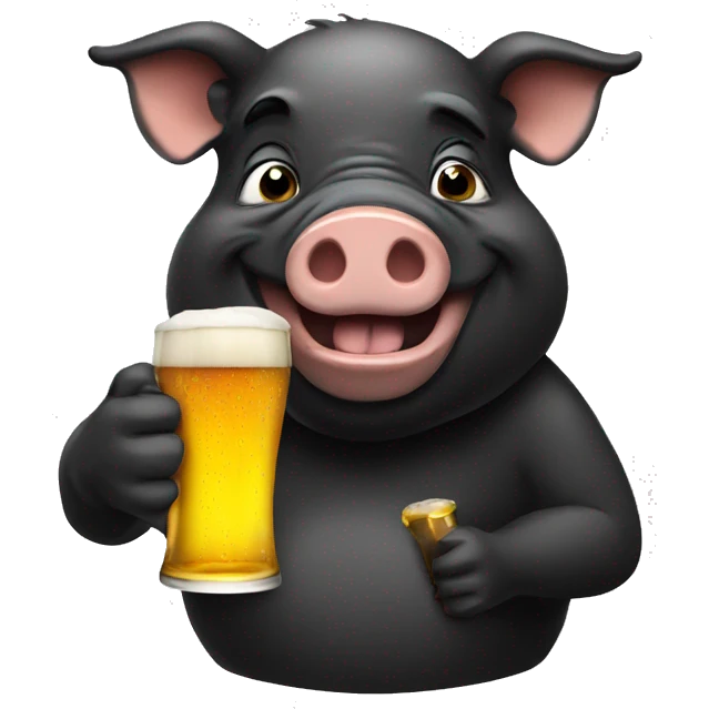 a  black pig drinking beer emoji