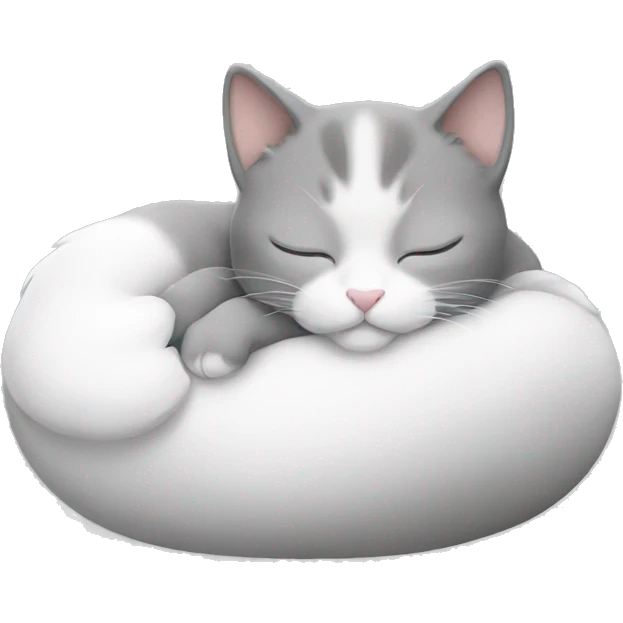 Cute cat sleeping grey and white emoji