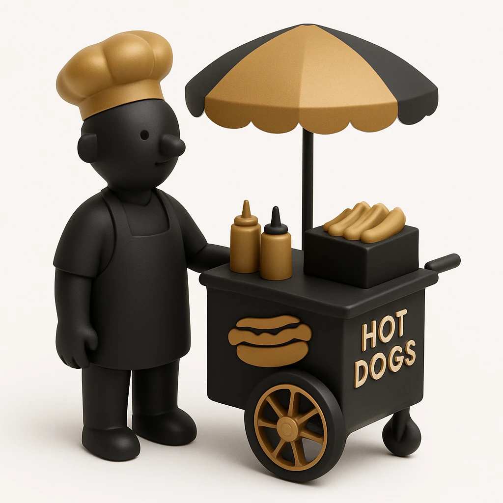 hotdog seller in New York with cart emoji