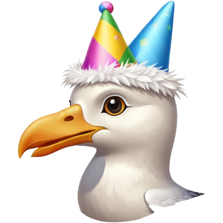 A seagull head with a party hat, without the body emoji