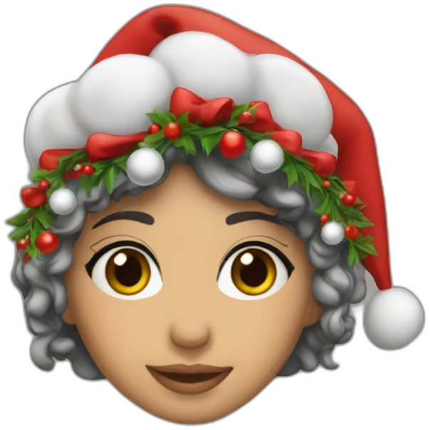 Middle eastern girl with Christmas hat emoji