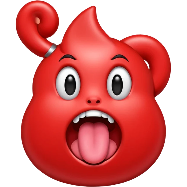 ohm red character shiny eyes tongue out emoji