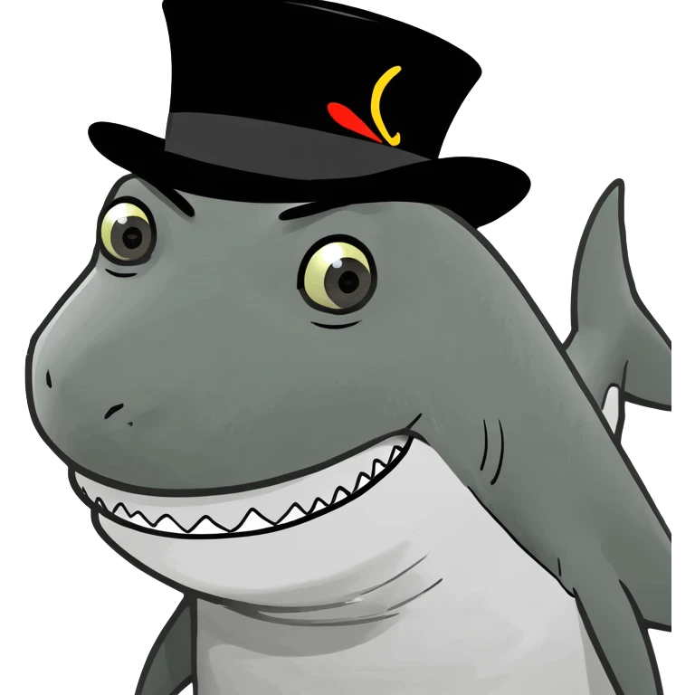 Shark with a top hat emoji