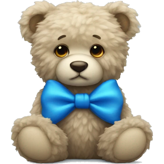 blue fur teddy with bow emoji
