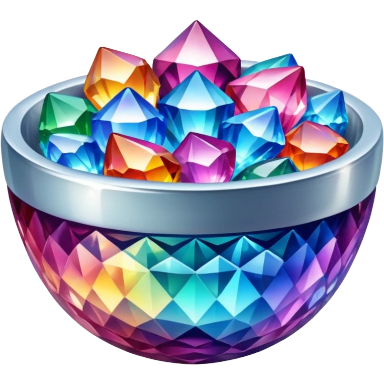a bowl of colorful blinged crystal emoji