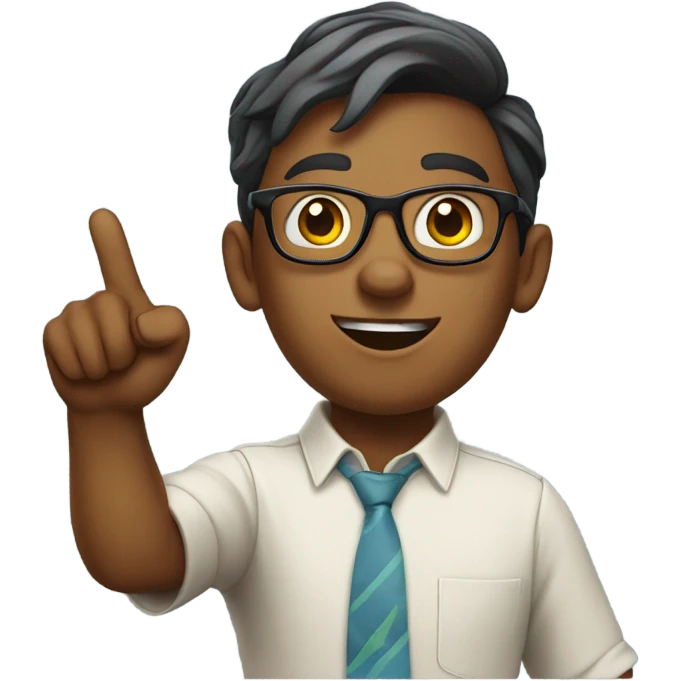 Nerd pointing his finger up emoji