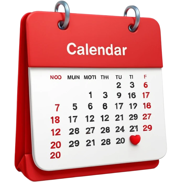 minimalistic Apple-style emoji icon of a calendar in 3D perspective, single date number centered, no text or month name, soft shadows, realistic glossy material, subtle depth, high-resolution, modern flat 3D design emoji