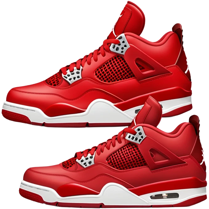 red air Jordan 4 dark red midsole red bottom red top red laces  emoji