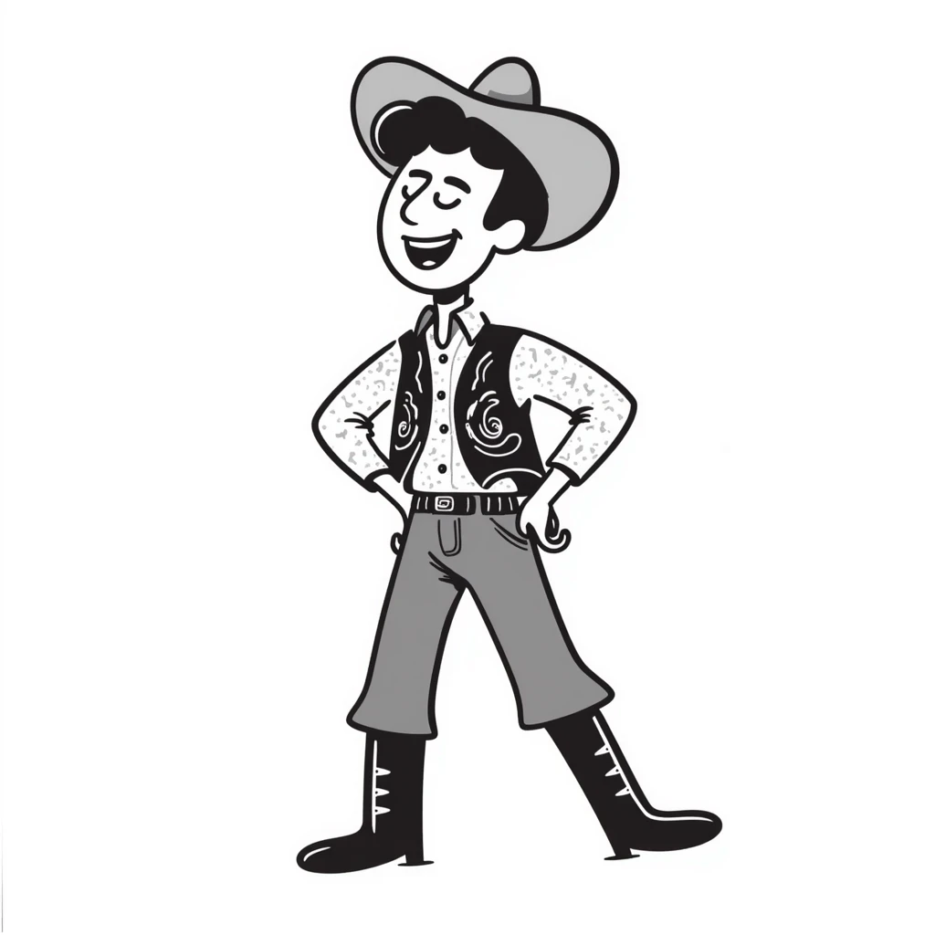 A laughing cowboy in the style of Red Dead Redemption 2 emoji