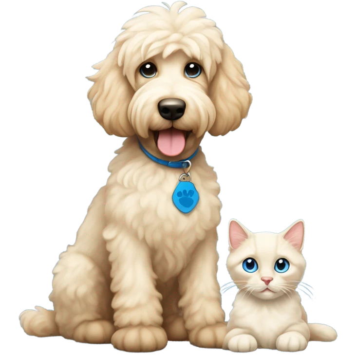 Goldendoodle with a Siamese cat emoji