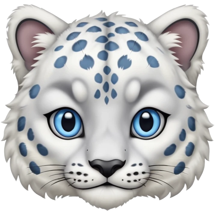 Deformed cute Snow leopard-Eyes are long and blue emoji