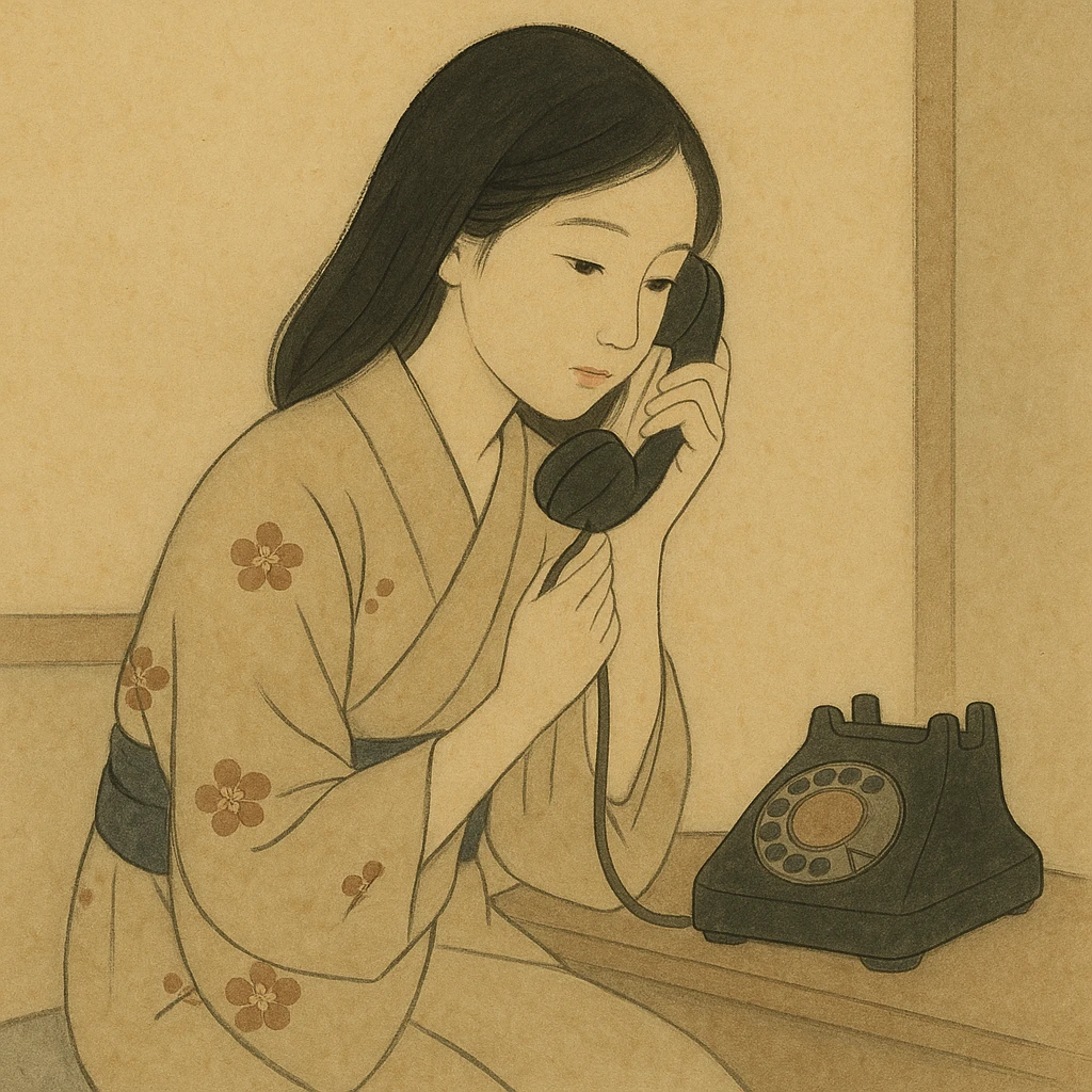 girl talking on telephone in her room emoji