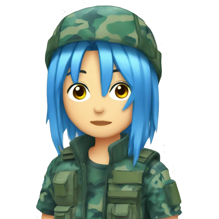 anime blue-hair drinking flectarn camo emoji