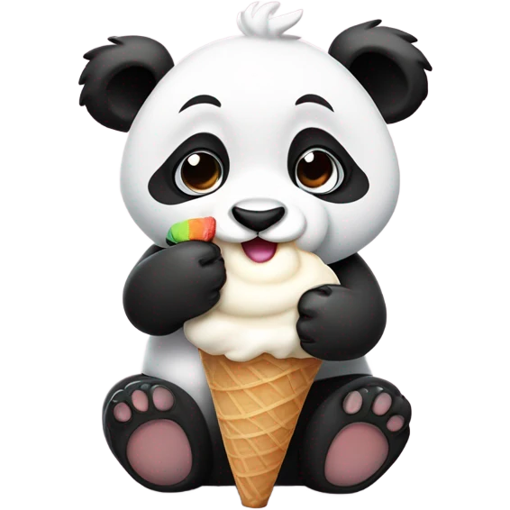 Panda eating ice cream emoji