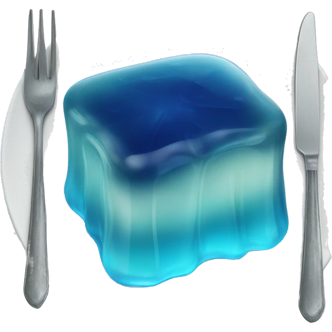 square blue jelly slab on plate emoji