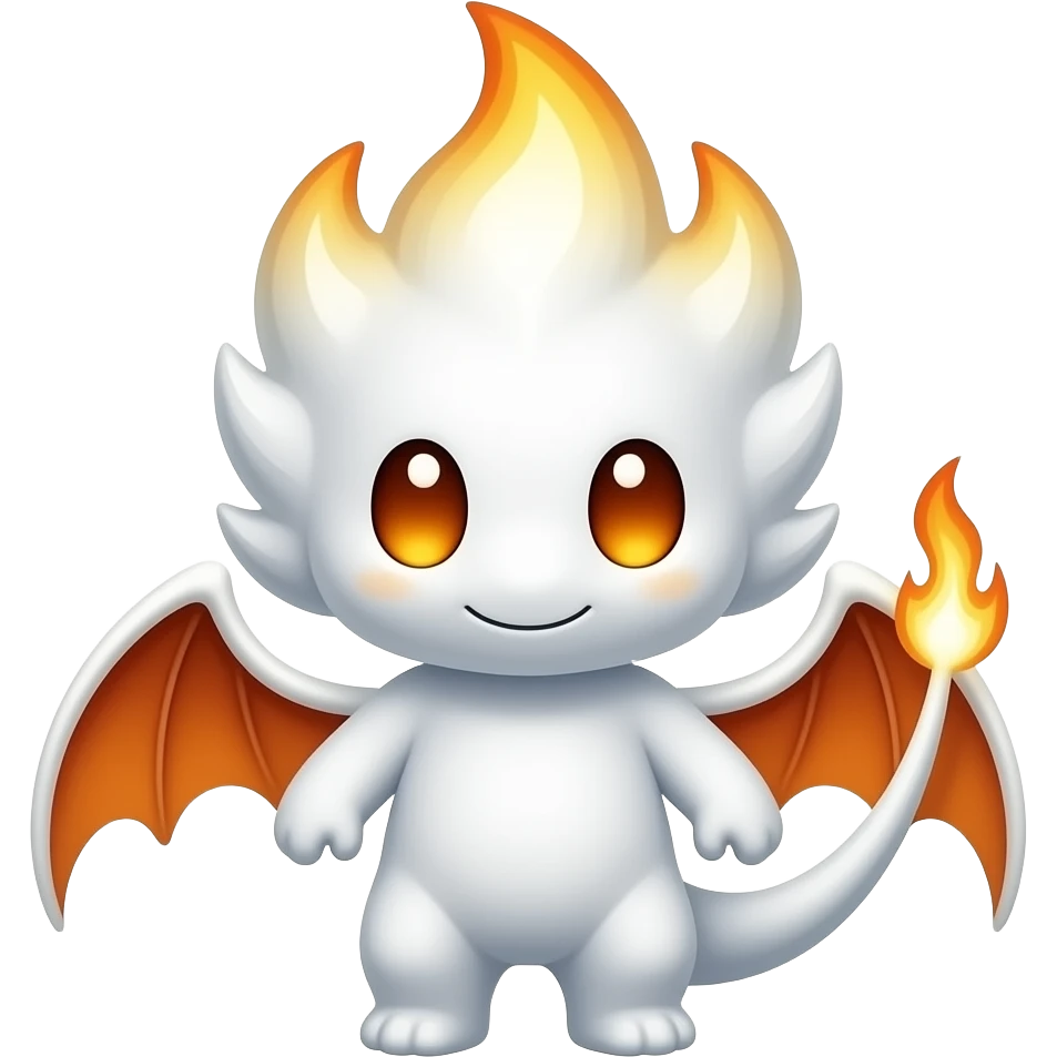 Kuwaii white fire with eyes emoji