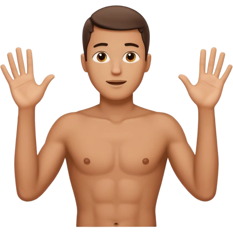 Guy emoji with hands up and out saying why with his penis showing emoji