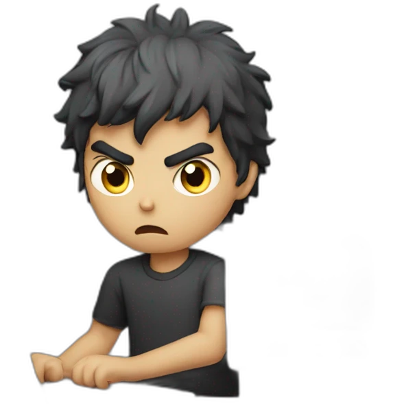 Angry Persian boy with a computer emoji