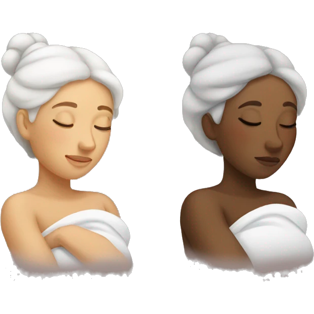 Two women sleeping different races  emoji