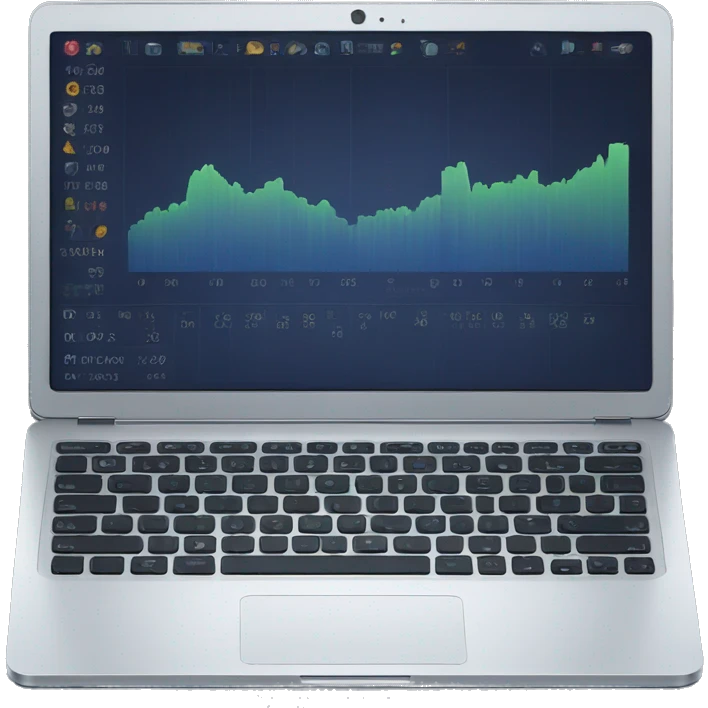 Laptop screen with metrics emoji