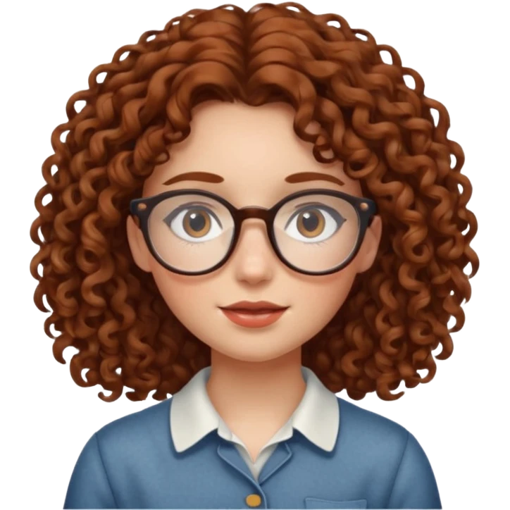 freckled girl with curly hair with glasses emoji