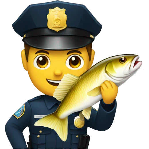 cop holding cod fish  emoji