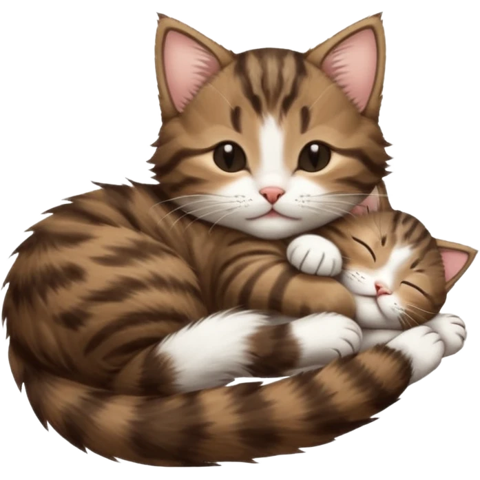 dark brown tabby and white kitten sleeping whilst in funny positions stretched out and  upside down emoji