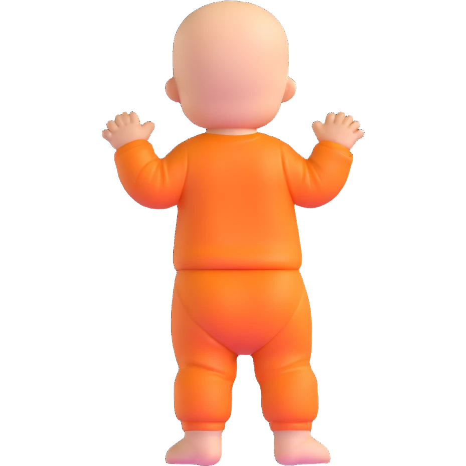 baby standing with back facing emoji