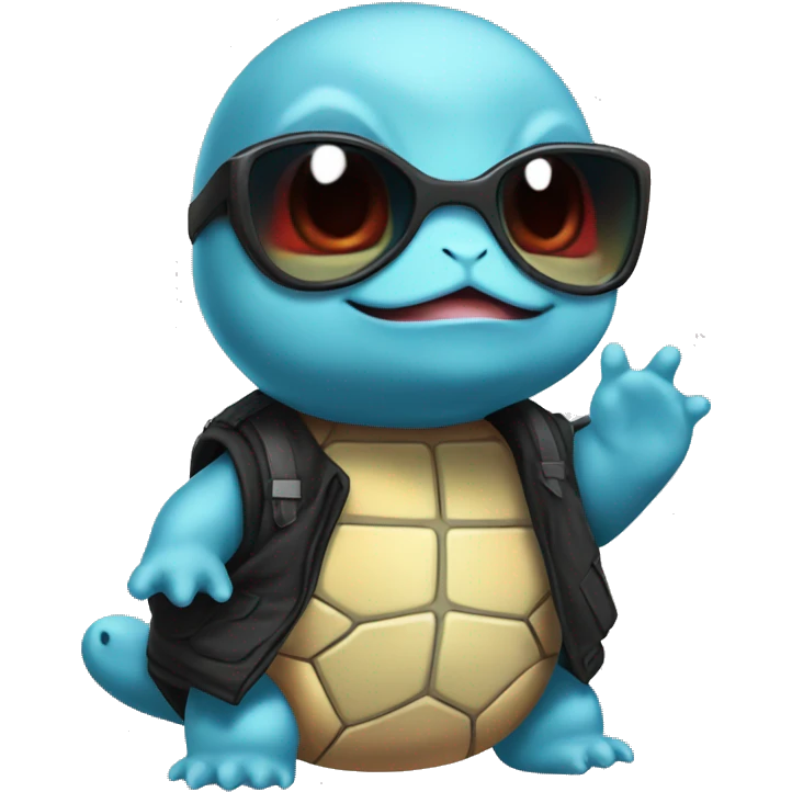 Squirtle with sunglases and akatsuki coat emoji
