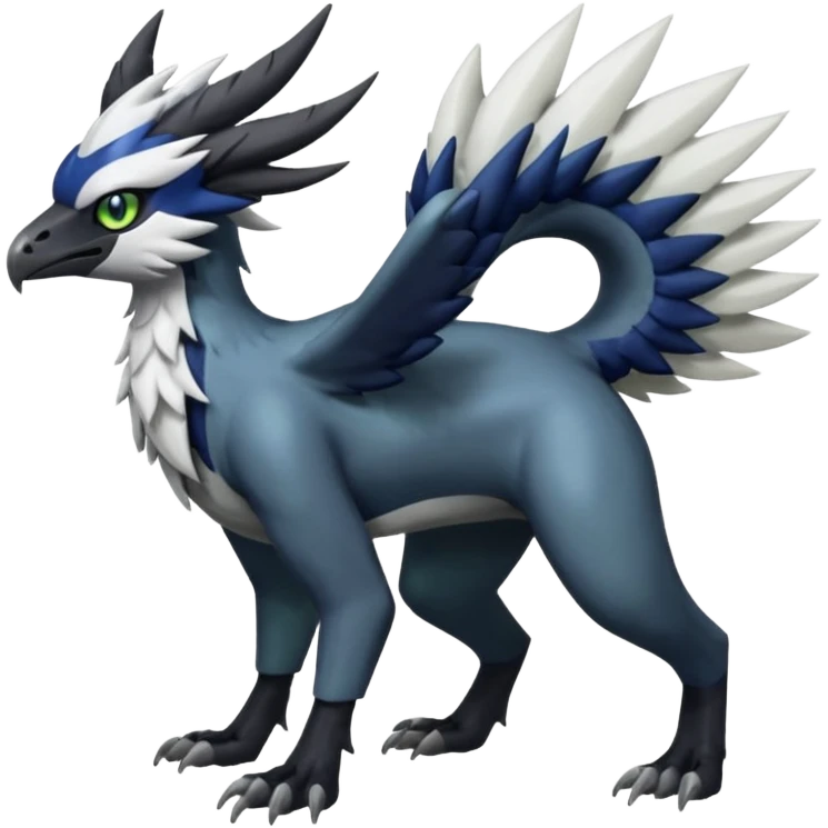 Shiny Black Grey White and Dark-Green Trico-Nargacuga-Silvally-Absol-fusion emoji