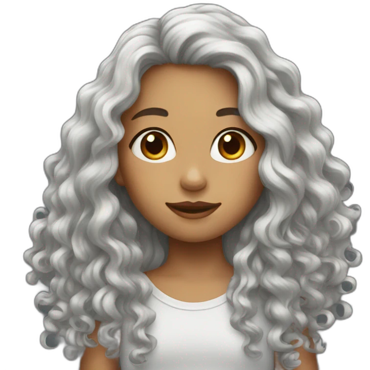 A girl with long curly hair emoji