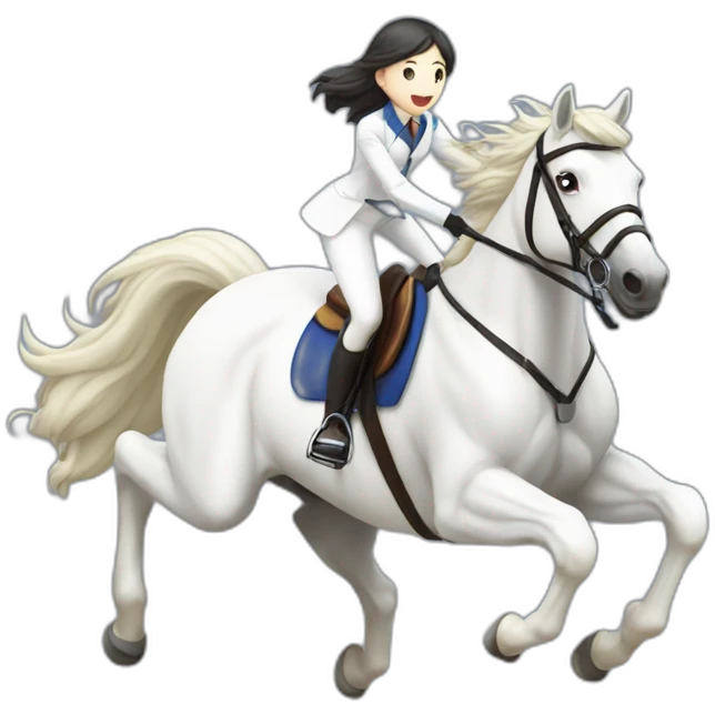 white-hourse-with-olympics-jumping-compelition-rider—japanese-girl emoji