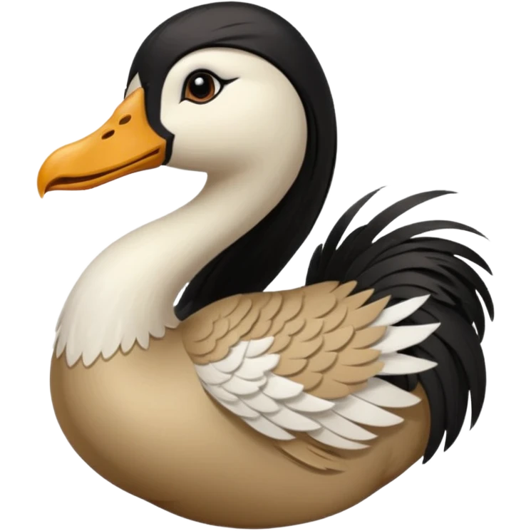 goose with long black hair and swoop bangs emoji